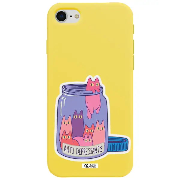 Anti Depressants Cats Apple iPhone se 2020 Silicone canary yellow Case