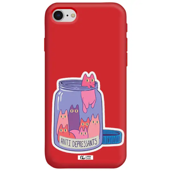 Anti Depressants Cats Apple iPhone se 2020 Silicone Imperial Red Case