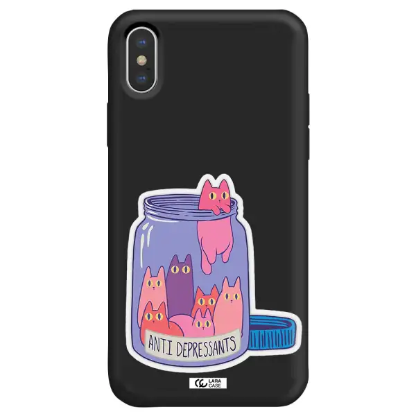 Anti Depressants Cats Apple iPhone X Silicone black Case