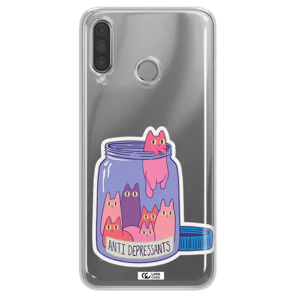 Anti Depressants Cats Huawei P30 Lite Clear TPU Case