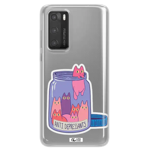 Anti Depressants Cats Huawei P40 Clear TPU Case