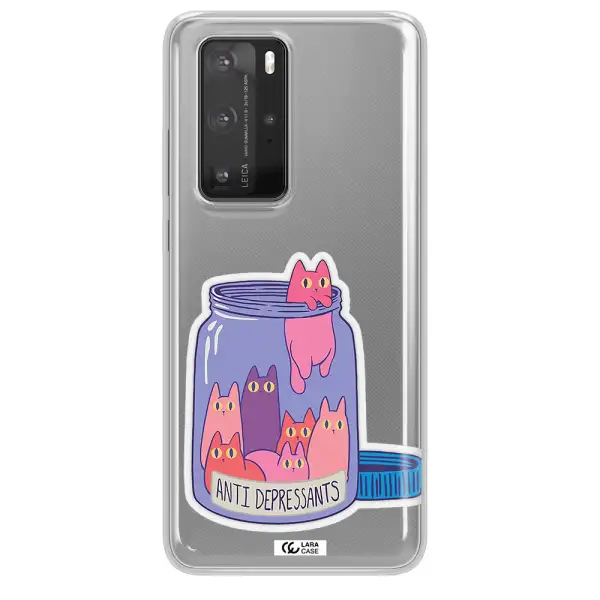 Anti Depressants Cats Huawei P40 Pro Clear TPU Case