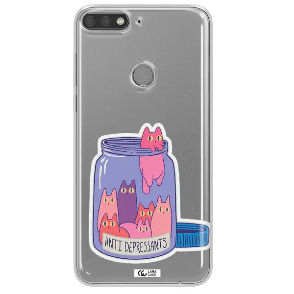 Anti Depressants Cats Huawei Y7 Prime 2018 Clear TPU Case