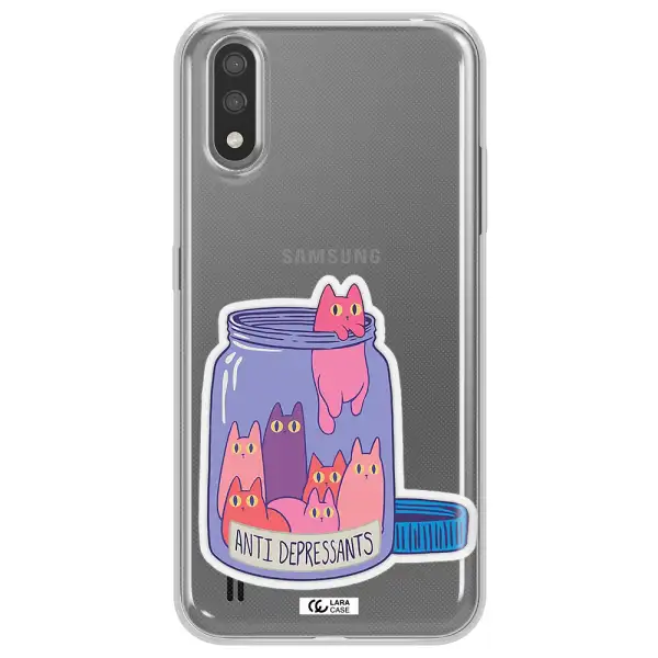 Anti Depressants Cats Samsung A01 Clear TPU Case