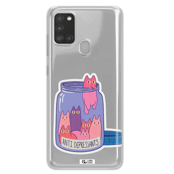 Anti Depressants Cats Samsung A21S Clear TPU Case