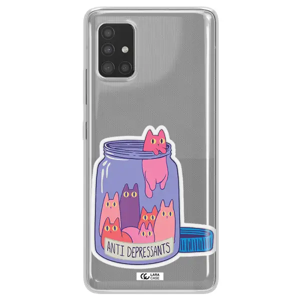 Anti Depressants Cats Samsung A51 Clear TPU Case