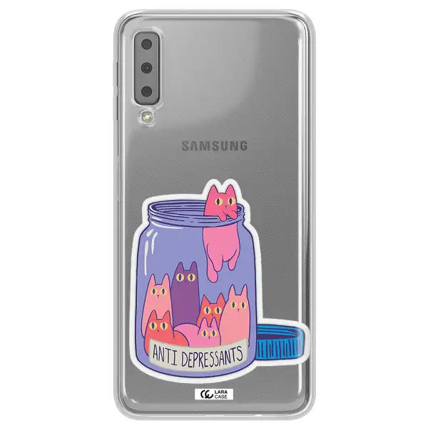 Anti Depressants Cats Samsung A7 2018 Clear TPU Case