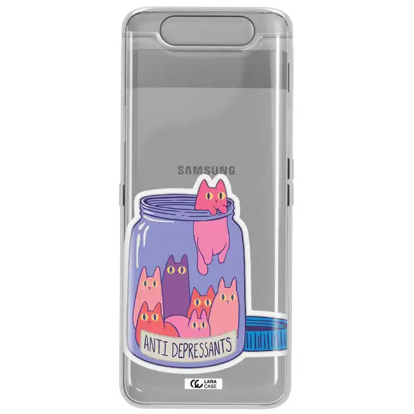 Anti Depressants Cats Samsung A80 Clear TPU Case
