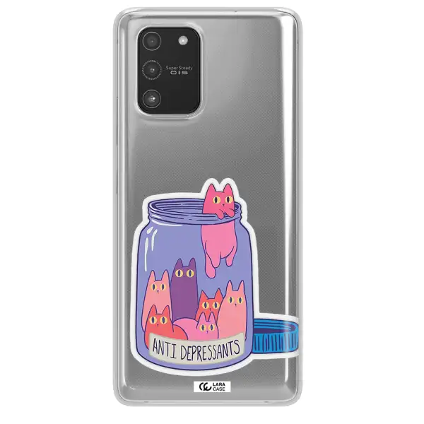 Anti Depressants Cats Samsung A91 Clear TPU Case