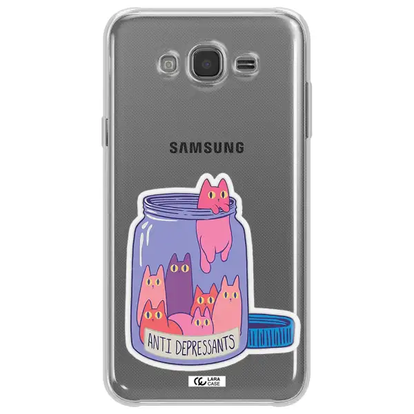 Anti Depressants Cats Samsung J7 2015 Clear TPU Case