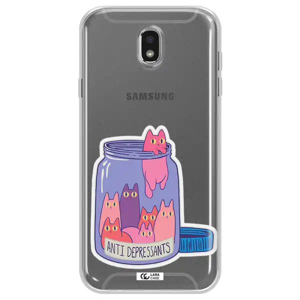 Anti Depressants Cats Samsung J7 Pro Clear TPU Case