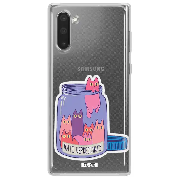 Anti Depressants Cats Samsung Note 10 Clear TPU Case