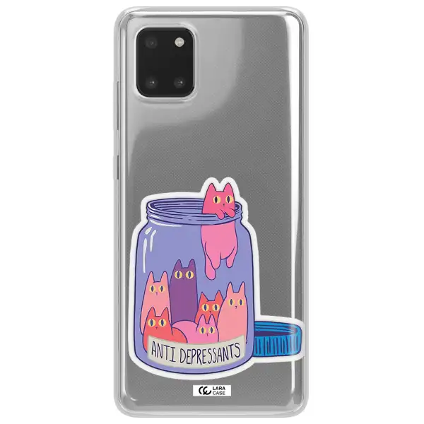 Anti Depressants Cats Samsung Note 10 Lite Clear TPU Case
