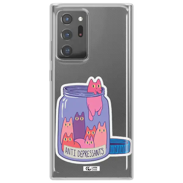 Anti Depressants Cats Samsung Note 20 Ultra Clear TPU Case