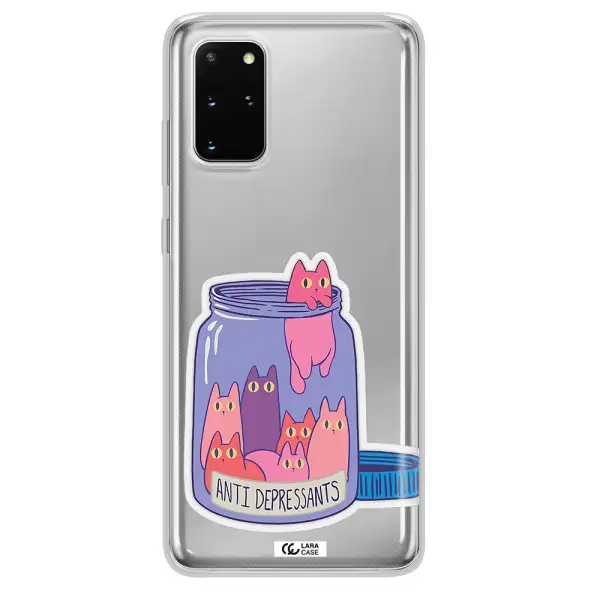 Anti Depressants Cats Samsung S 20 Plus Clear TPU Case