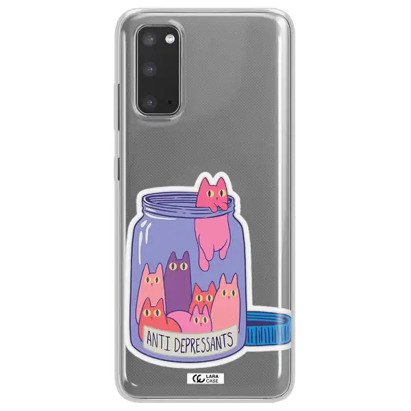 Anti Depressants Cats Samsung S20 Clear TPU Case