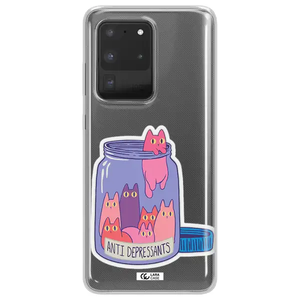 Anti Depressants Cats Samsung S20 Ultra Clear TPU Case
