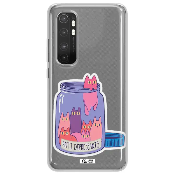 Anti Depressants Cats Xiaomi Mi Note 10 Lite Clear TPU Case