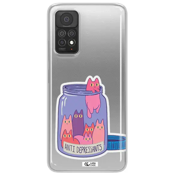Anti Depressants Cats Xiaomi Note 11 Pro Clear TPU Case