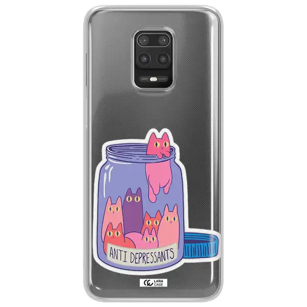 Anti Depressants Cats Xiaomi Note 9S Clear TPU Case