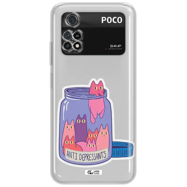 Anti Depressants Cats Xiaomi Poco M4 Pro 4G Clear Tpu Case