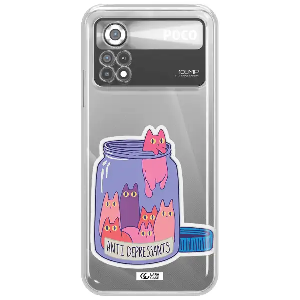 Anti Depressants Cats Xiaomi Poco X4 Pro Clear TPU Case