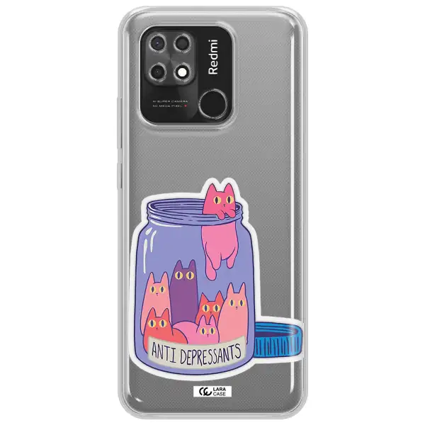 Anti Depressants Cats Xiaomi Redmi 10C Clear TPU Case