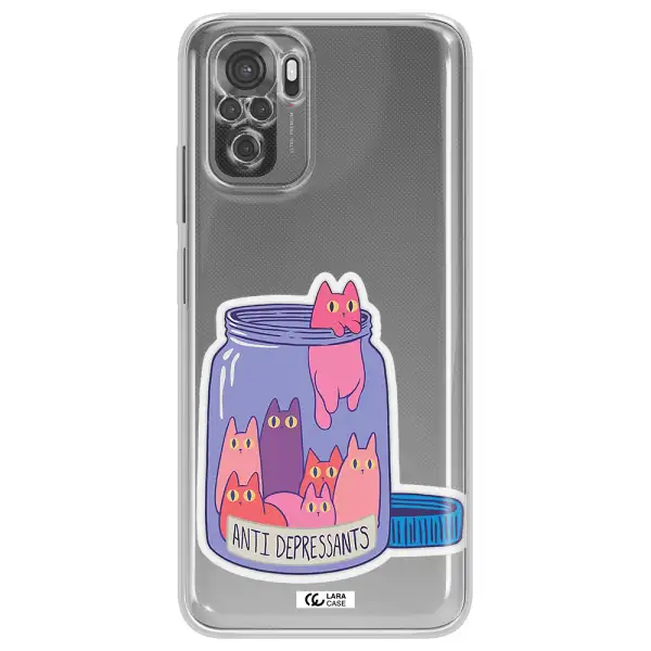 Anti Depressants Cats Xiaomi Redmi Note 10S Clear Tpu Case