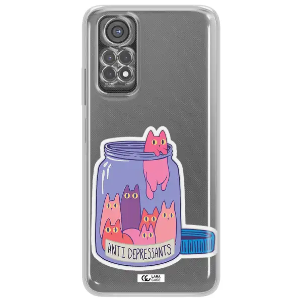 Anti Depressants Cats Xiaomi Redmi Note 11S Clear Tpu Case