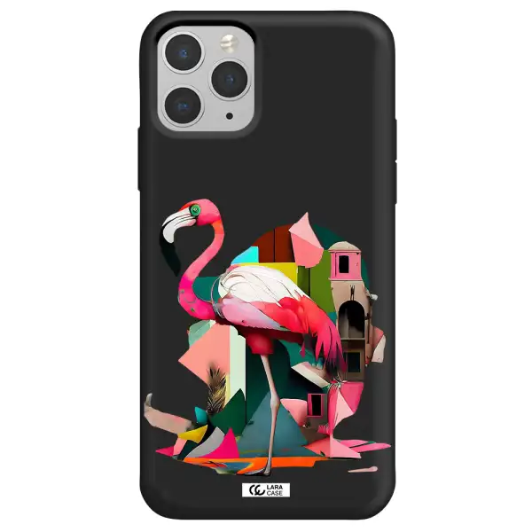 Flamingo Collage Apple iPhone 11 pro max Silicone black Case
