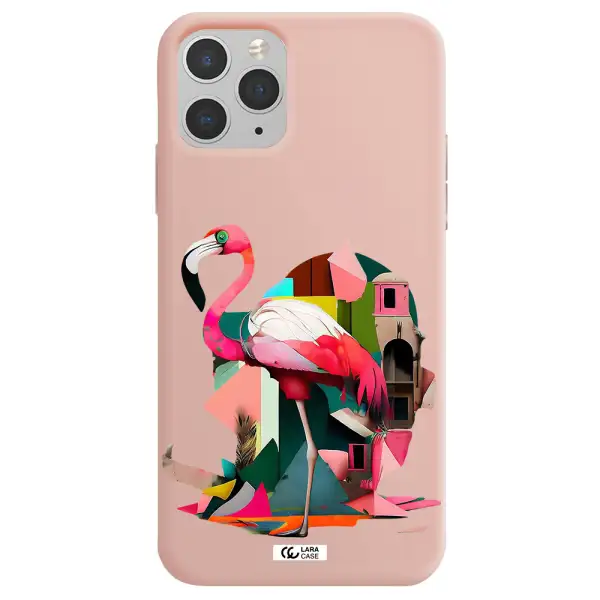 Flamingo Collage Apple iPhone 11 pro Silicone pastel pink Case