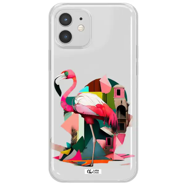 Flamingo Collage Apple iPhone 12 mini Clear TPU Case