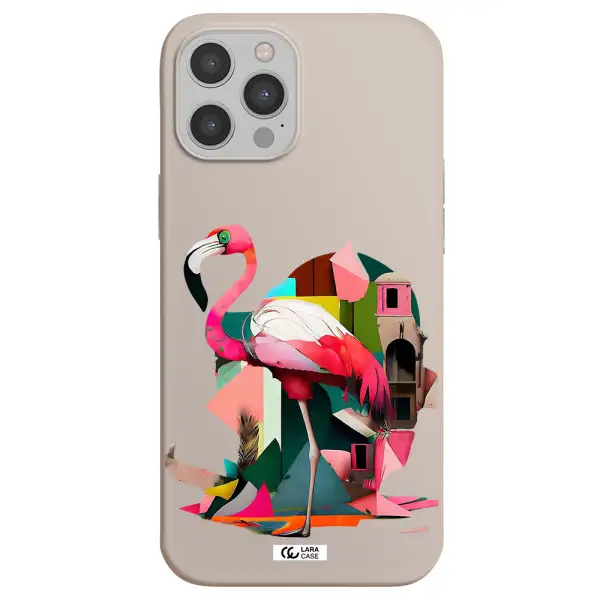 Flamingo Collage Apple iPhone 12 pro max Silicone Stone Case