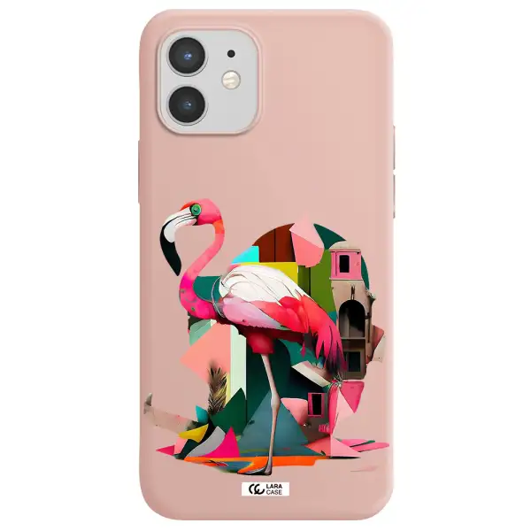 Flamingo Collage Apple iPhone 12 Silicone pastel pink Case