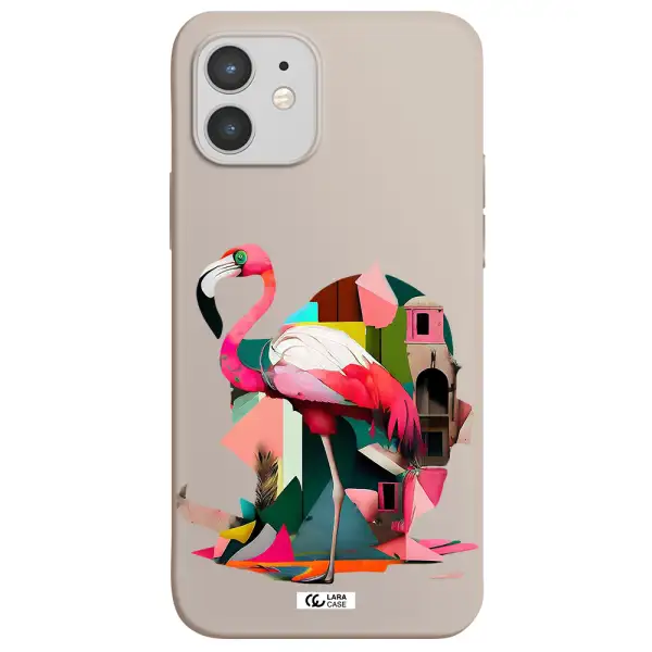 Flamingo Collage Apple iPhone 12 Silicone Stone Case