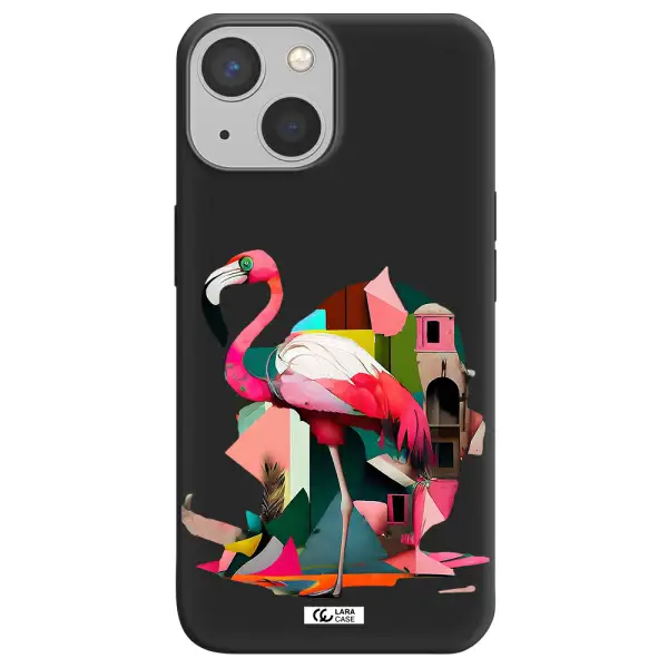 Flamingo Collage Apple iPhone 13 mini Silicone black Case