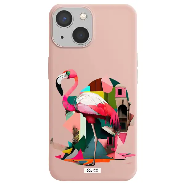 Flamingo Collage Apple iPhone 13 mini Silicone pastel pink Case