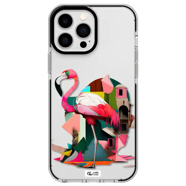 Flamingo Collage Apple iPhone 13 Pro Max impact black border Case