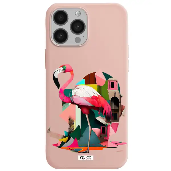 Flamingo Collage Apple iPhone 13 Pro Silicone pastel pink Case