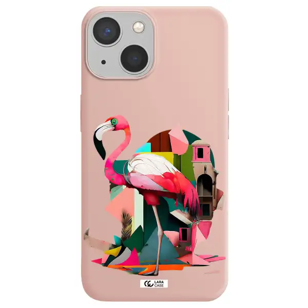 Flamingo Collage Apple iPhone 13 Silicone pastel pink Case