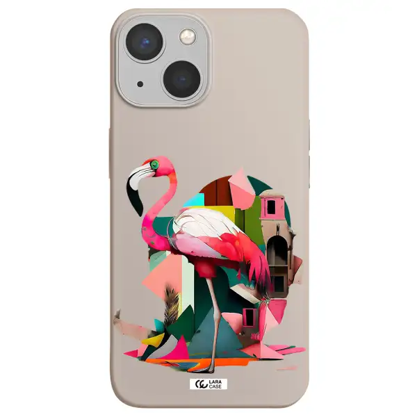 Flamingo Collage Apple iPhone 13 Silicone Stone Case