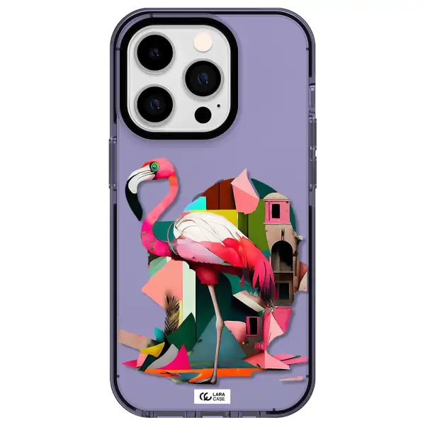 Flamingo Collage Apple iPhone 14 pro impact Lilac Case