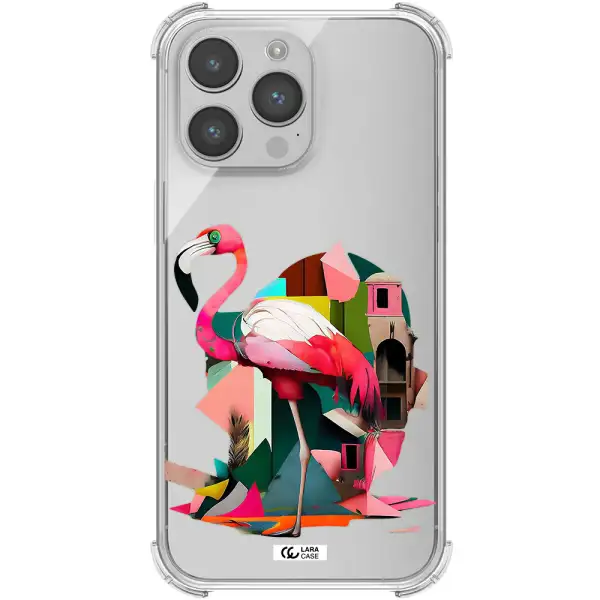 Flamingo Collage Apple iPhone 14 pro max Clear PC Case