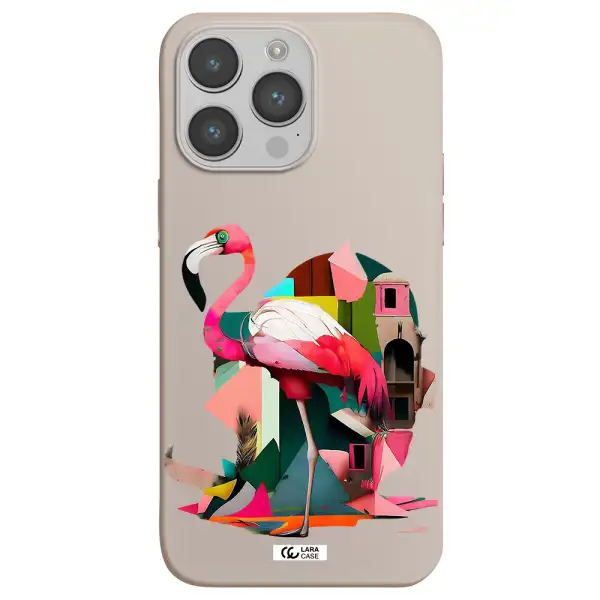 Flamingo Collage Apple iPhone 14 pro Silicone Stone Case
