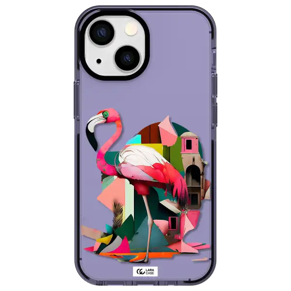 Flamingo Collage Apple iPhone 15 impact Lilac Case