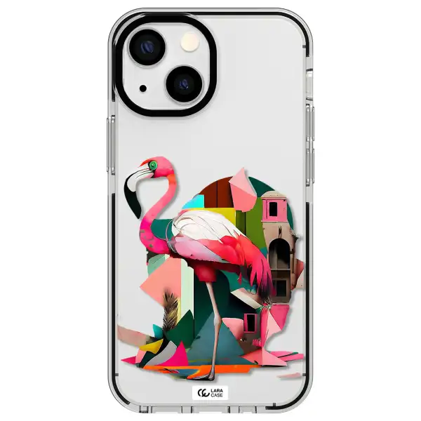 Flamingo Collage Apple iPhone 15 Plus impact black border Case