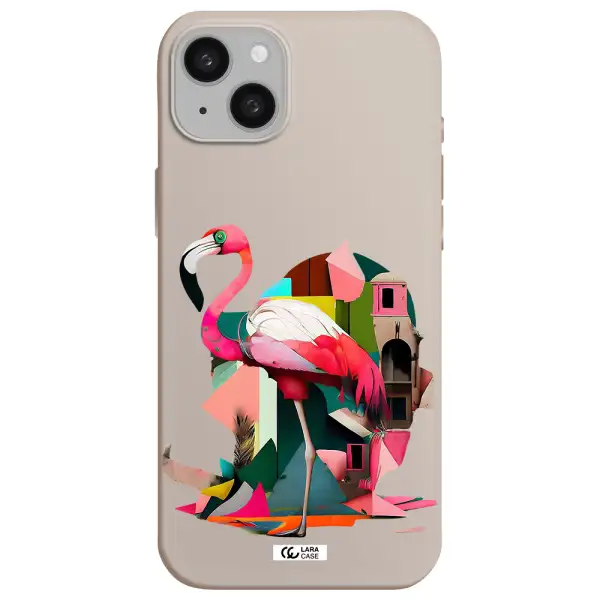 Flamingo Collage Apple iphone 15 plus Silicone Stone Case
