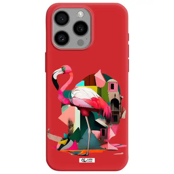 Flamingo Collage Apple Iphone 15 Pro Max Silicone Imperial Red Case