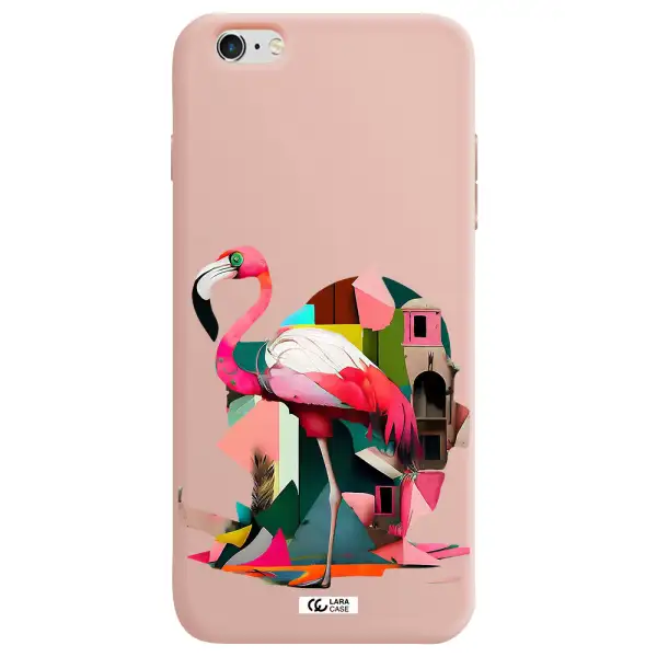 Flamingo Collage Apple iPhone 6 s plus Silicone pastel pink Case