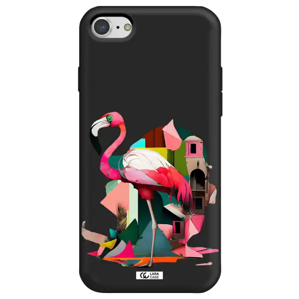 Flamingo Collage Apple iPhone 7 Silicone black Case